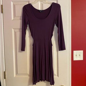Purple Long Sleeve Cutout Dress
